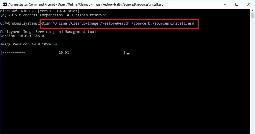 Dism Restorehealth Option Using Install.esd
