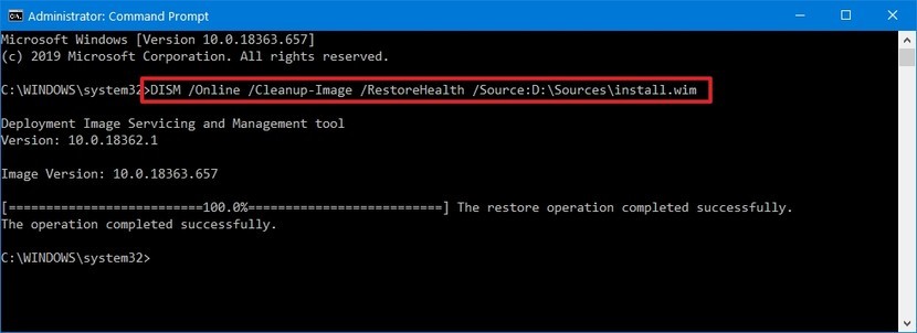 Dism Restorehealth With Source Option On Windows 10