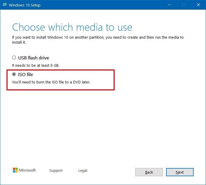 Media Creation Tool Iso Option